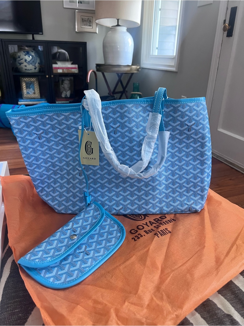 Blue Tote Bag with Pouch - Picture 3 of 3